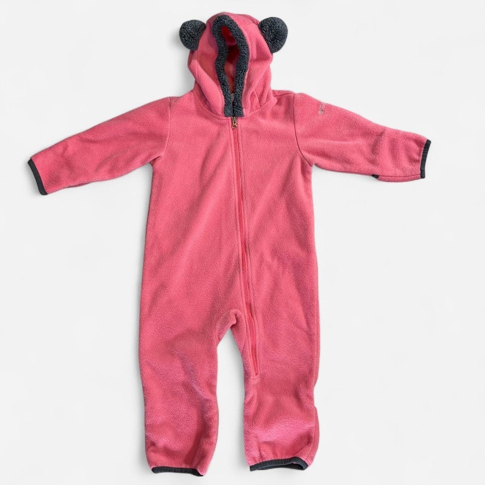 Pink Columbia Fleece Bear Outdoor Onsie Fall Winter size 12-18 Months